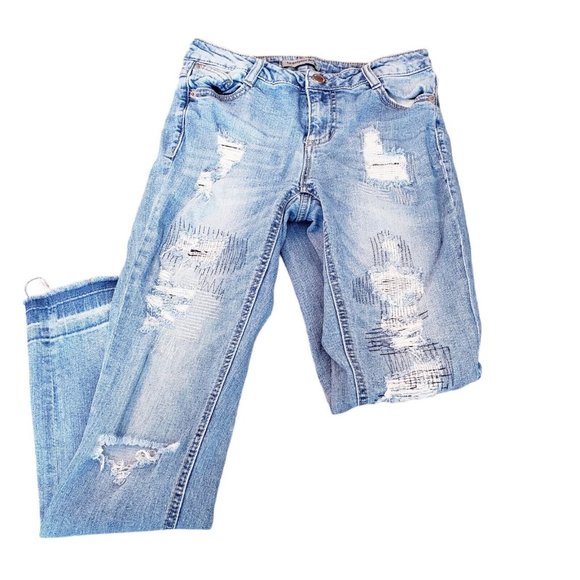 Forever 21 Denim - Twenty One Black Rue21 Mid Rise Skinny Flex Jeans Women's 3/4 Regular Blue